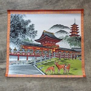 Japanese Silk Woven Tapestry, Fiber Art Collectible Textile, Unframed Asian Art,